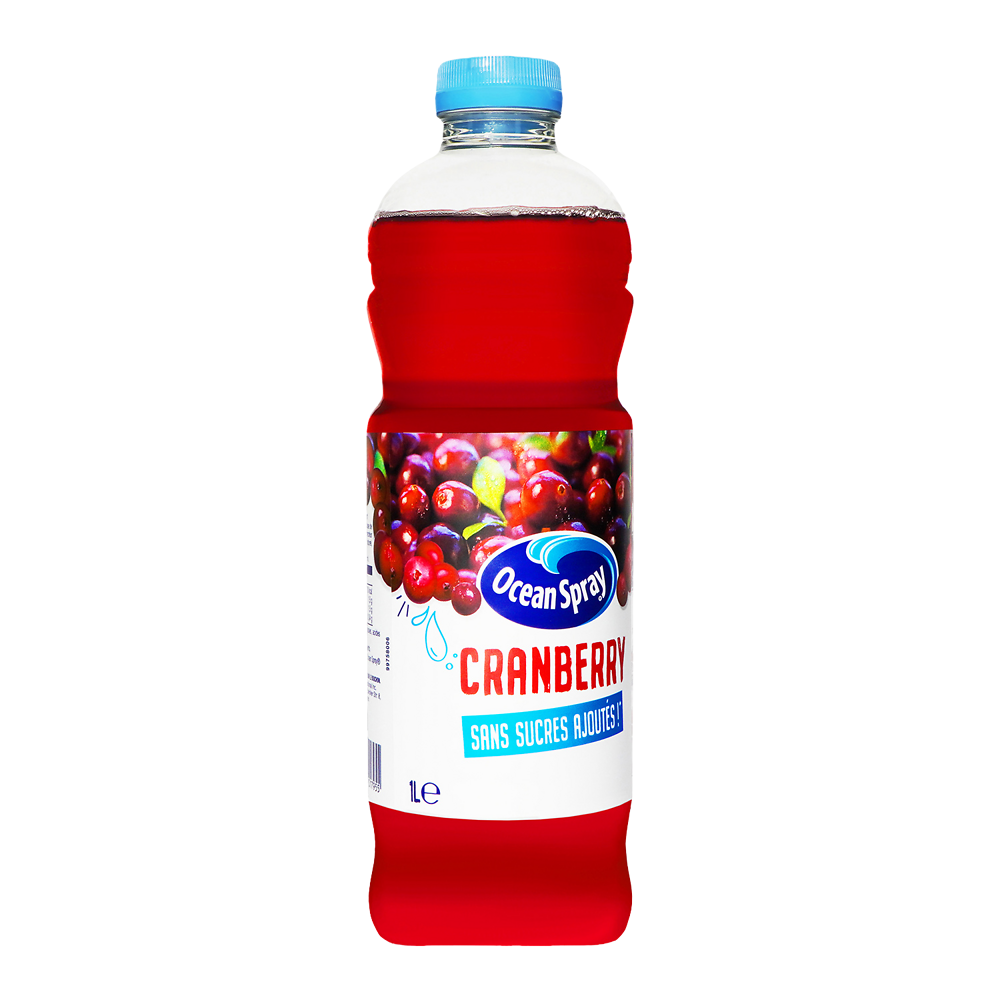 Boisson au jus de cranberry sans sucres ajoutés OCEAN SPRAY, Bouteille1L