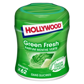 Chewing gum sans sucres greenfresh HOLLYWOOD, boîte de 87g