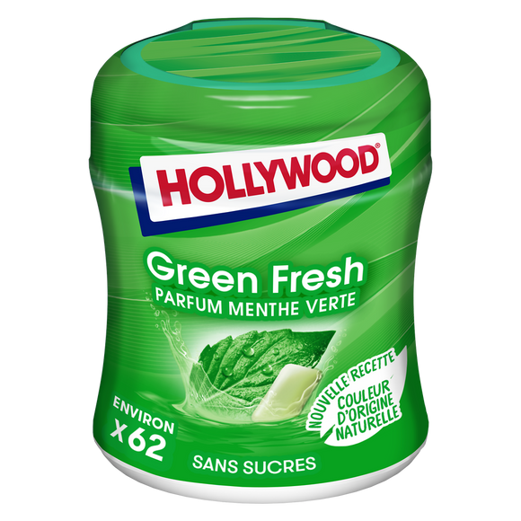 Chewing gum sans sucres greenfresh HOLLYWOOD, boîte de 87g
