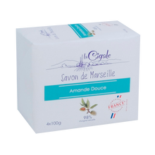 Savons de Marseille à l'amande douce LA CIGALE, 4x100g