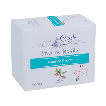 Savons de Marseille à l'amande douce LA CIGALE, 4x100g