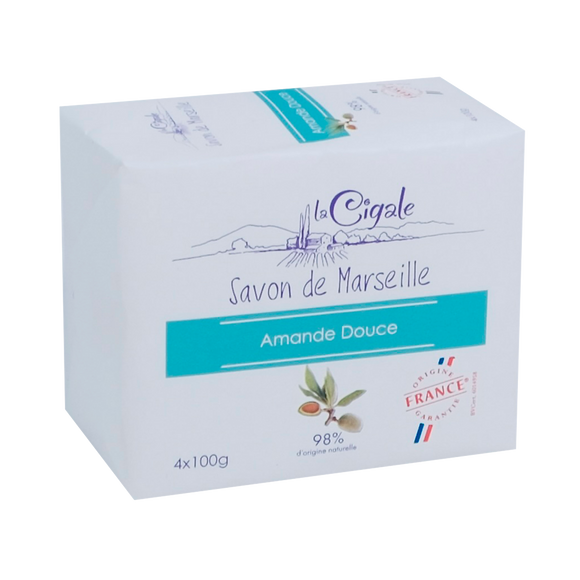 Savons de Marseille à l'amande douce LA CIGALE, 4x100g