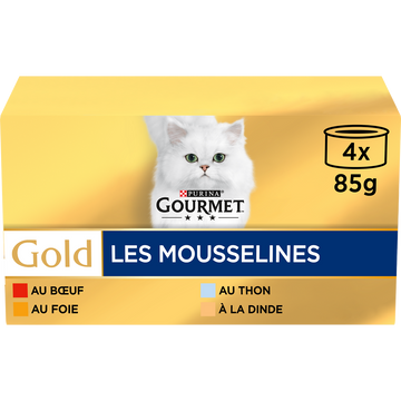 Sachets fraîcheur pour chat GOLD Les Mousselines GOURMET - 4x85g