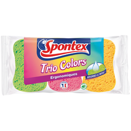 Éponges ergonomiques Trio Colors SPONTEX, x3