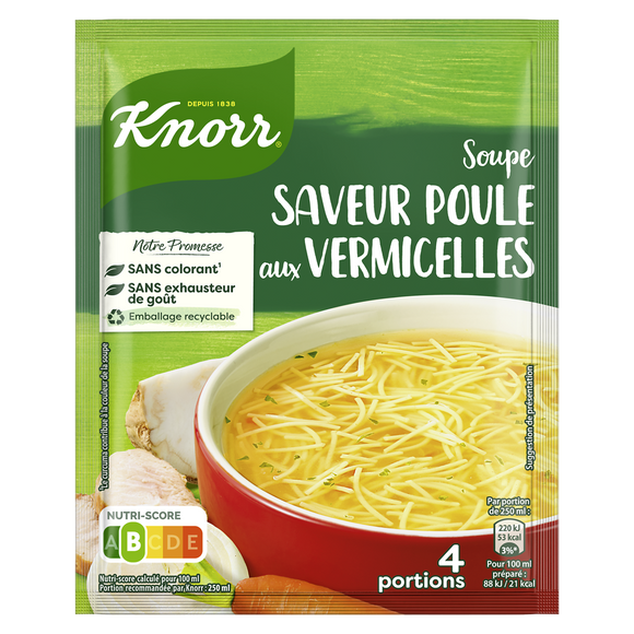 Soupe poule au vermicelle déshydratée KNORR, sachet de 63g