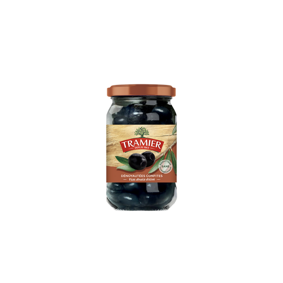 Olives Noires Confites Dénoyautées TRAMIER - 150g