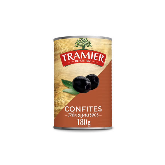 Olives Noires Confites Dénoyautées TRAMIER - 180g
