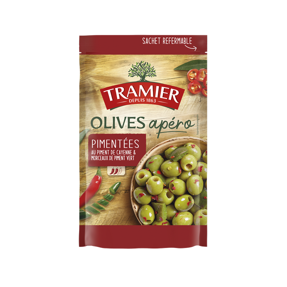 Olives Apéro Pimentées TRAMIER - sachet 150g