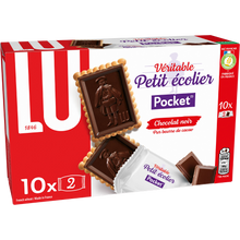 Biscuits petit beurre chocolat noir pocket Petit Ecolier LU, paquet de250g