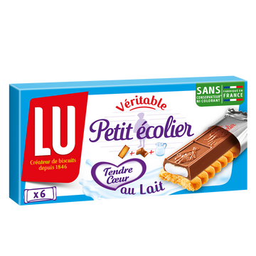 Biscuits barre nappés de chocolat au lait Petit Ecolier LU - Paquet de120g