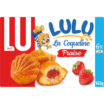 Gâteaux fourrés à la fraise La Coqueline Lulu LU, paquet de 165g