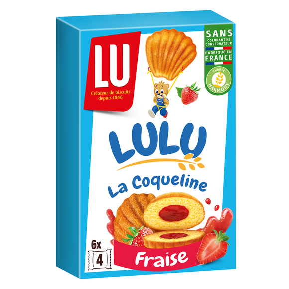 Gâteaux fourrés à la fraise La Coqueline Lulu LU, paquet de 165g