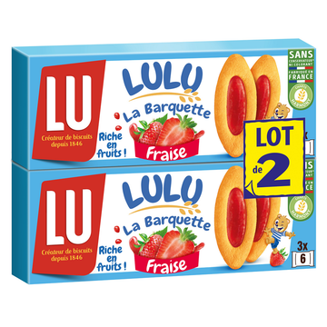 Biscuits à la fraise La Barquette Lulu LU, 2 paquets de 120g