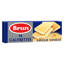 Biscuits gaufrettes fourrées saveur vanille BRUN, paquet de 146g