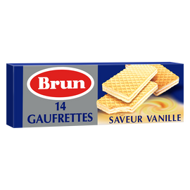 Biscuits gaufrettes fourrées saveur vanille BRUN, paquet de 146g