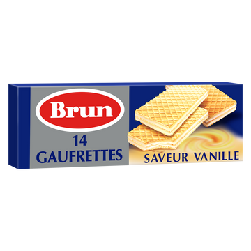 Biscuits gaufrettes fourrées saveur vanille BRUN, paquet de 146g