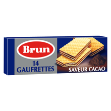 Biscuits gaufrettes fourrées saveur cacao BRUN, paquet de 146g