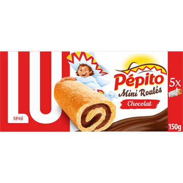 Gâteaux fourrés pepito au chocolat mini roulés LU - Paquet de 150g