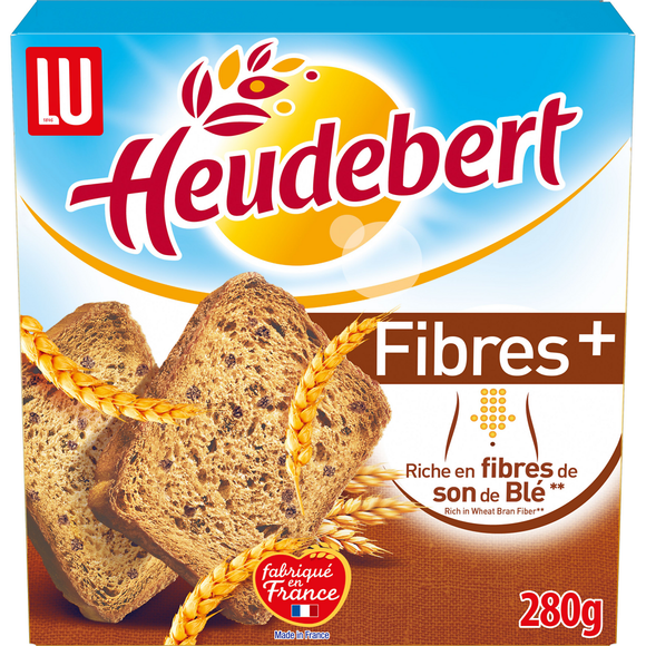 Biscottes Fibres + Céréales complètes HEUDEBERT - Paquet de 32 tranches - 280g