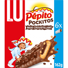 Biscuits barre au chocolat et au riz souflé Pepito pockitos LU - Paquet de 162g