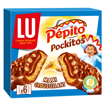 Biscuits barre au chocolat et au riz souflé Pepito pockitos LU - Paquet de 162g