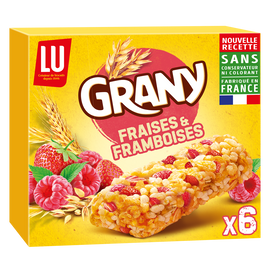 Barres de céréales aux fraises GRANY - Boite de 6 - 108g