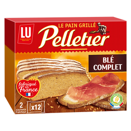 Pain grillé au blé complet Pelletier LU - Boîte de 24 tranches, 500g