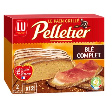 Pain grillé au blé complet Pelletier LU - Boîte de 24 tranches, 500g