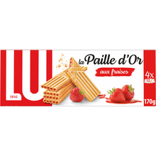 Biscuits gaufrettes fourrées aux fraises La Paille d'Or LU - Paquet de170g