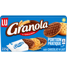 Biscuits sablés nappés au chocolat au lait pocket GRANOLA, paquet de 225g