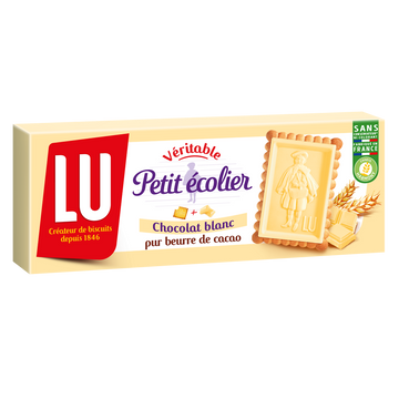 Biscuits petit beurre chocolat blanc Petit Ecolier LU, paquet de 150g