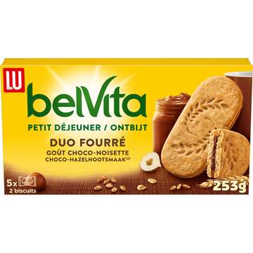 Biscuits Petit déjeuner c ur fondant chocolat noisette Belvita LU, 253g