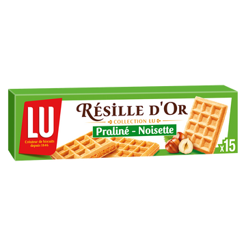 Biscuits gaufrettes praliné noisette Résille d'Or LU, paquet de 110g