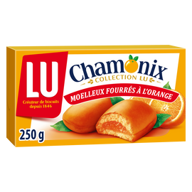 Biscuits fourrés à l'orange Chamonix LU, paquet de 250g