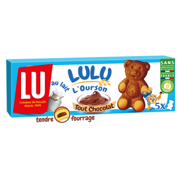 Gâteaux fourrés au chocolat tout chocolat L'Ourson LuLu LU - Boîte de150g