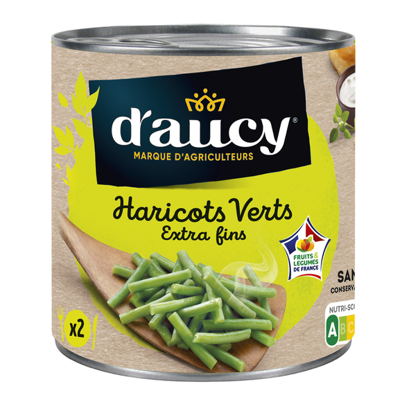 Haricots verts extra fins Cultivé en France D'AUCY - 220g