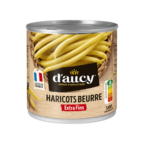 Haricots beurre extra fins D'AUCY - Boîte 1/2 220g