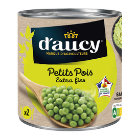 Petits pois extra-fins  D'AUCY - Boîte de 280g net égoutté