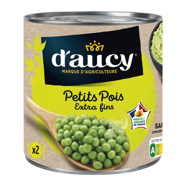 Petits pois extra-fins  D'AUCY - Boîte de 280g net égoutté