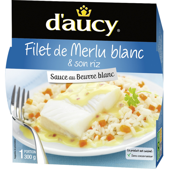 Filet de merlu sauce beurre blanc D'AUCY, 300g