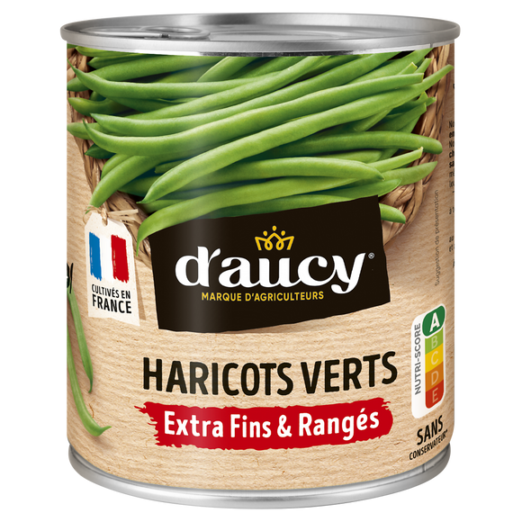 Haricots verts extra-fins D'AUCY - Boîte de 440g net égoutté
