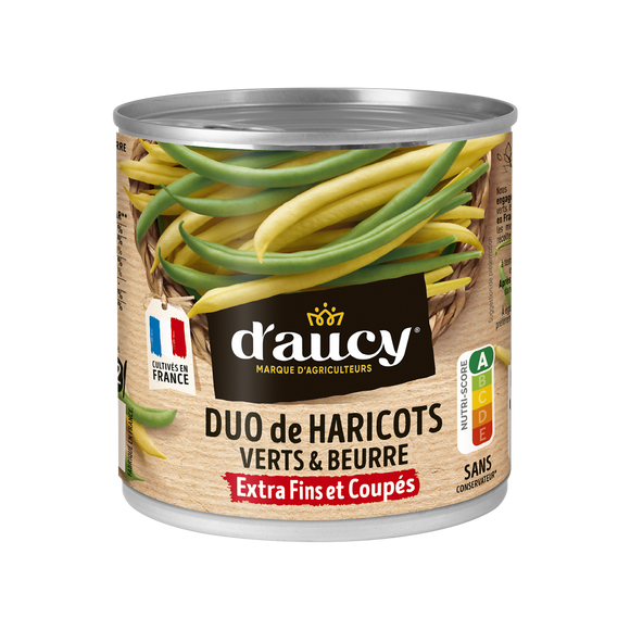 Duo haricots verts et haricots beurre Cultivé en France D'AUCY - 225g
