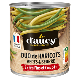 Duo de haricots verts et beurre D'AUCY - Boîte de 455g net égoutté