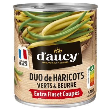 Duo de haricots verts et beurre D'AUCY - Boîte de 455g net égoutté