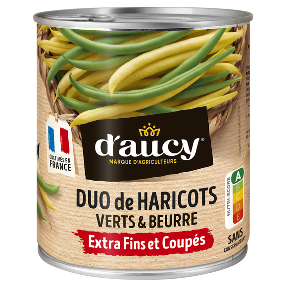 Duo de haricots verts et beurre D'AUCY - Boîte de 455g net égoutté