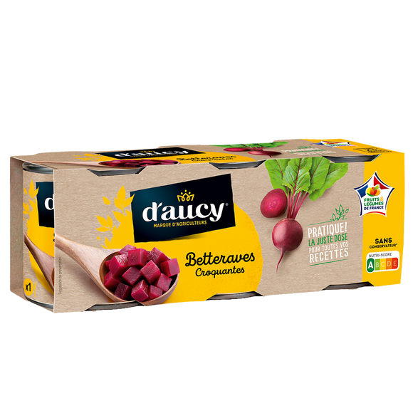 Betteraves rouges en dés Sans conservateur D'AUCY - Boîte de 390g netégoutté