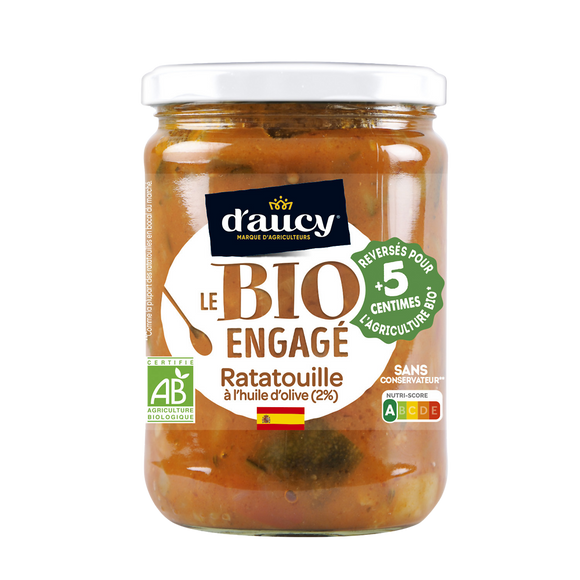 Ratatouille cuisinée bio à l'huile d'olive D'AUCY - Bocal 530g