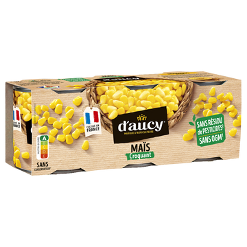 Maïs croquant sans résidu de pesticides D'AUCY - 3 boîtes de 140g