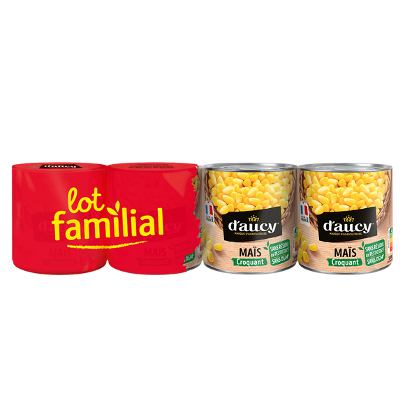 Maïs croquant sans résidus de pesticides D'AUCY - 4  boîtes de 285g net égoutté