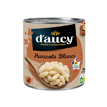 Haricots blancs préparés  D'AUCY - Boîte de 250g net égoutté